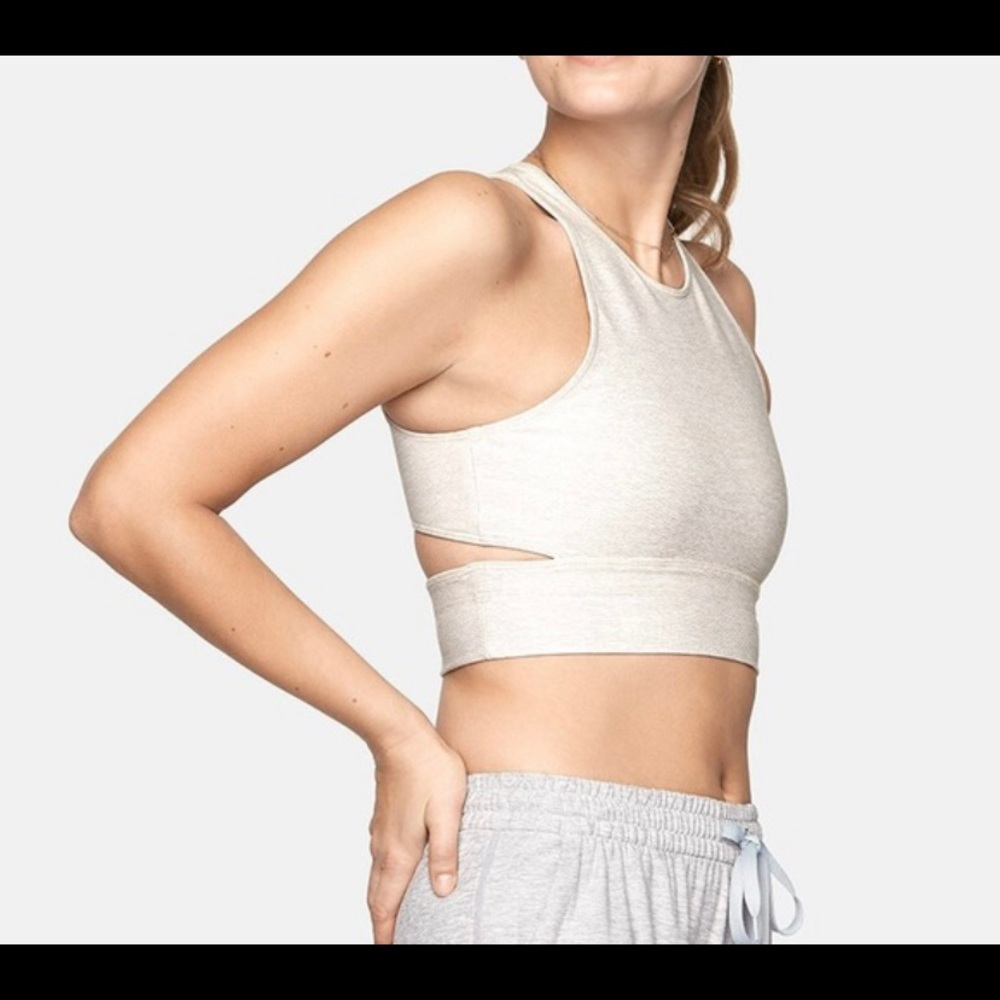 Outdoor Voices Slashback Crop Top in Oatmeal